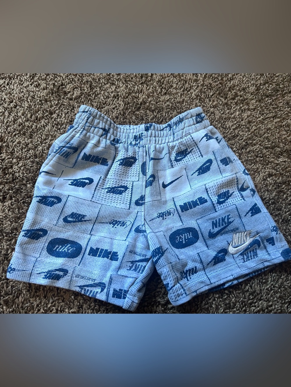 Nike Light Blue Allover Logo Kids Shorts
